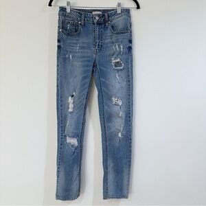 Altar’d State Distressed Blue Straight Jeans Size 25